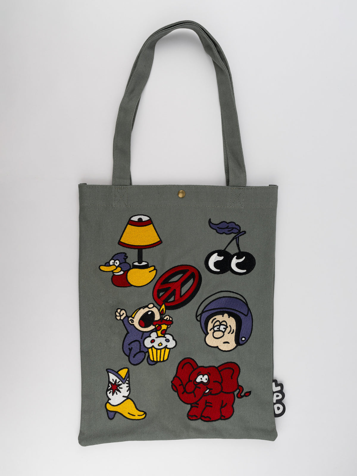刺繍トートバッグ LAZY PIZZA DELIVERY GY