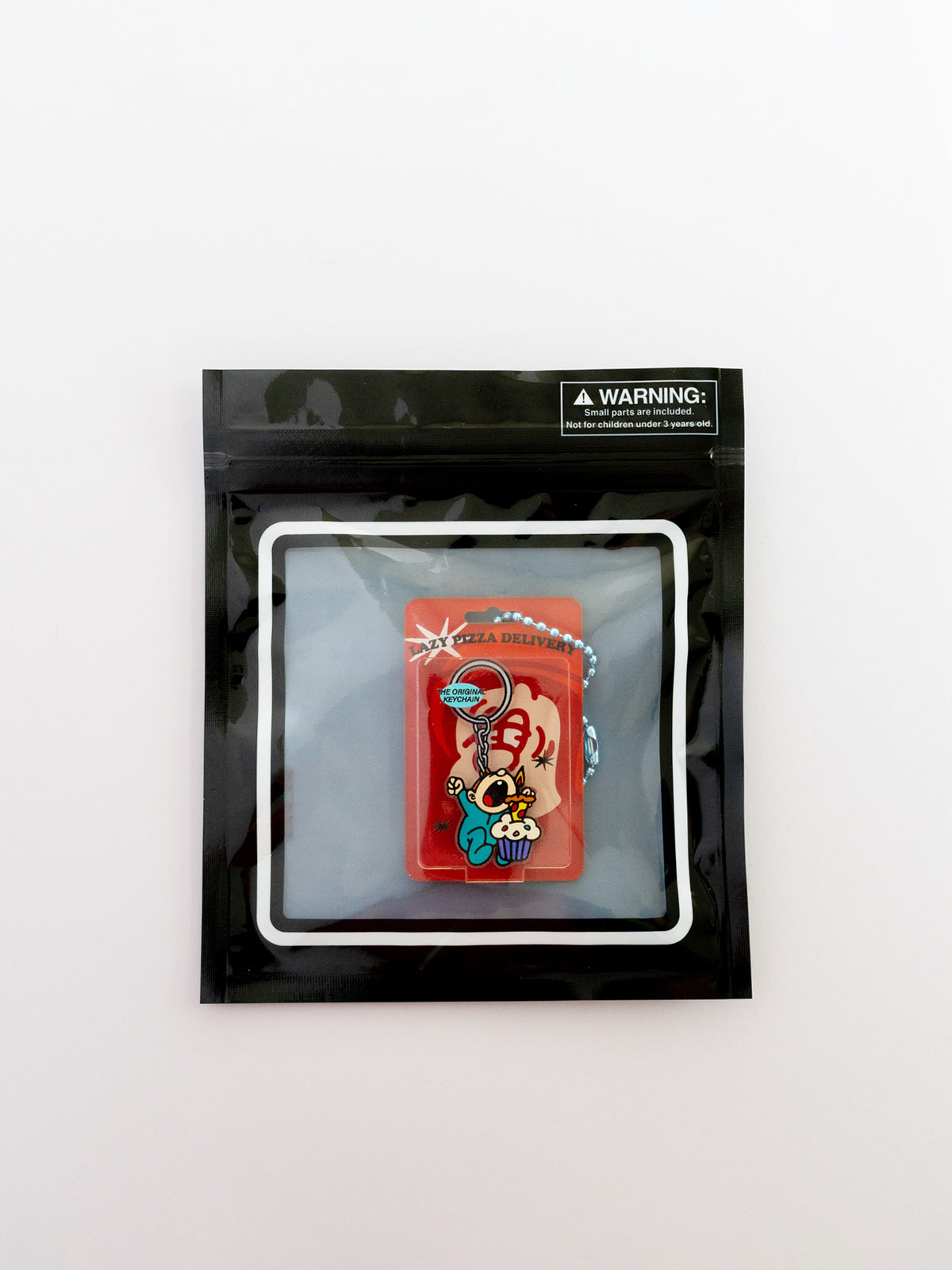 Blister-Style Keychain: LAZY PIZZA DELIVERY PIZZA BOY